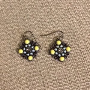 Yellow/gold/blue earrings